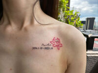 鎖骨tattoo　蓮の花