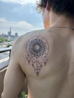 肩tattoo　ドリームキャッチャー