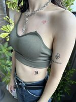 腕tattoo　ハートの鍵穴&脇腹tattoo　イニシャルH