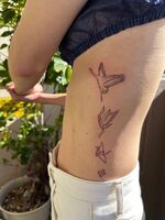 脇腹tattoo　鶴