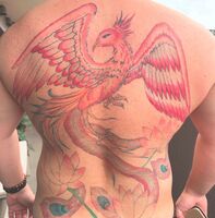 背中Tattoo　鳳凰　赤