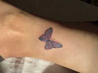 手首Tattoo　紫の蝶々
