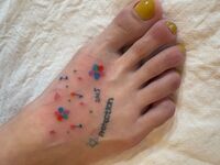 足の甲Tattoo　カラフルお花